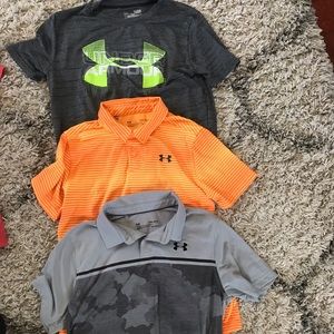 Lot of 8 short sleeve shirts. Polos Tshirts. 3 Under Armor, Polo, Champion, Puma